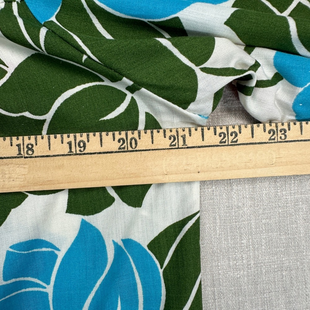 Vtg Retro House Dress Sz 16 Blue Pink Green Floral Muu Muu Duster Smart Time - Picture 10 of 10